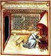 Iraq / Italy: Frying food. Illustration from Ibn Butlan's Taqwim al-sihhah or 'Maintenance of Health' (Baghdad, 11th century) published in Italy as the Tacuinum Sanitatis in the 14th century