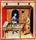 Iraq / Italy: Drinking red wine. Illustration from Ibn Butlan's Taqwim al-sihhah or 'Maintenance of Health' (Baghdad, 11th century) published in Italy as the Tacuinum Sanitatis in the 14th century