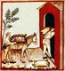 Iraq / Italy: Storing animal skins of oil. Illustration from Ibn Butlan's Taqwim al-sihhah or 'Maintenance of Health' (Baghdad, 11th century) published in Italy as the Tacuinum Sanitatis in the 14th century