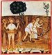 Iraq / Italy: Harvesting wheat. Illustration from Ibn Butlan's Taqwim al-sihhah or 'Maintenance of Health' (Baghdad, 11th century) published in Italy as the Tacuinum Sanitatis in the 14th century